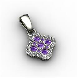 Genuine 0.52 ctw Amethyst & Diamond Pendant 10kt W/Y Gold 10kt 2.5g