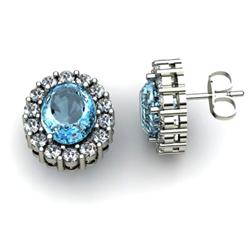 Genuine 2.74 ctw Aqua Marine & Diamond Earring 14kt White or Yellow Gold 4.98g