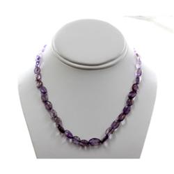 Natural Amethyst  Beads Necklace w/brass clasp