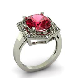 Genuine 5.08 ctw Garnet & Diamond Ring White or Yellow Gold 10kt 4.3g