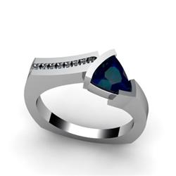 Genuine 1.08 ctw Sapphire  Euro Shank & Diamond Ring 14kt White or Yellow Gold 5.37g