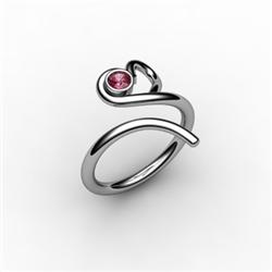 Garnet 0.13 ctw Heart Design Ring 18kt W/Y Gold