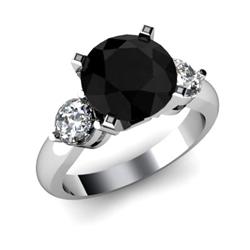 Genuine 3.90 ctw Black Diamond & Diamond Ring White or Yellow Gold 14kt 4.75g