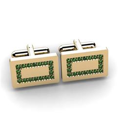 Genuine 1.44 ctw Green Tourmaline Cufflink 14kt W/Y Gold 5.44g