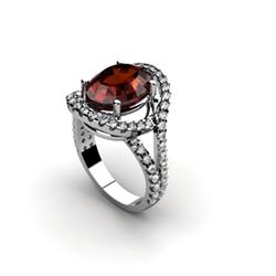 Garnet 4.87 ctw & Diamond Ring 18kt W/Y  Gold