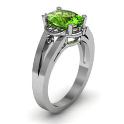 Genuine 1.41 ctw Peridot & Diamond Ring White or Yellow Gold 10kt  5.30g