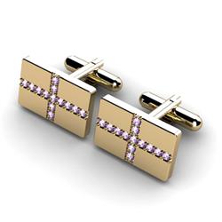 Genuine 1.04 ctw Amethyst Cufflink 14kt W/Y Gold 5.44g