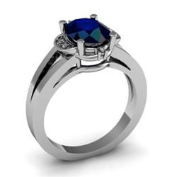 Genuine 1.61 ctw Sapphire & Diamond Ring White or Yellow Gold 14kt 5.30g