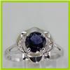 Image 1 : Genuine 1.02 ctw Iolite & Diamond Ring 14KT White Gold