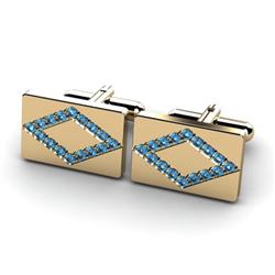 Genuine 1.28 ctw Topaz Cufflink 14kt W/Y Gold 5.44g