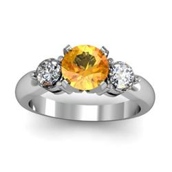 Genuine 1.4ctw Citrine & Diamond Ring White or Yellow Gold 14kt 4.25g
