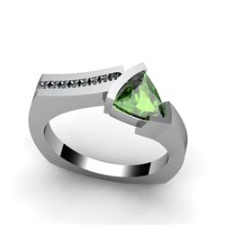 Genuine 0.93 ctw Green Tourmaline  Euro Shank & Diamond Ring 14kt White or Yellow Gold 5.37g