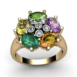 Genuine  2.73 ctw 14kt Multi-Color Precious Stone & Diamond Ring