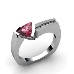 Genuine 1.33 ctw Garnet  Euro Shank & Diamond Ring 14kt White or Yellow Gold 5.37g