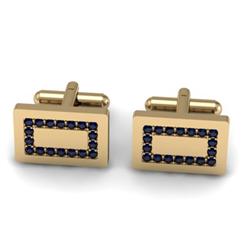 Genuine 1.80 ctw Sapphire Cufflink 14kt W/Y Gold 5.44g