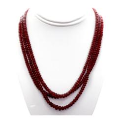 Natural Ruby Round  Beads Necklace w/brass clasp