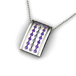 Genuine 0.78 ctw Amethyst & Diamond Pendant 14kt White or Yellow Gold 5.04g