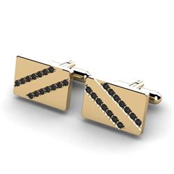 Genuine 0.84 ctw Black Diamond Cufflink 14kt W/Y Gold 6.15g