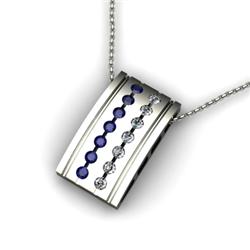 Genuine 0.57 ctw Sapphire & Diamond Pendant 14kt White or Yellow Gold 4.04g