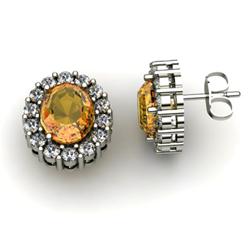 Genuine 3.04 ctw Citrine & Diamond Earring 14kt White or Yellow Gold 4.98g