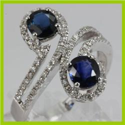 Genuine  1.98 ctw Diamond Sapphire Ring 18KT White Gold