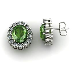 Genuine 2.90 ctw Green Tourmaline & Diamond Earring 14kt White or Yellow Gold 4.98g