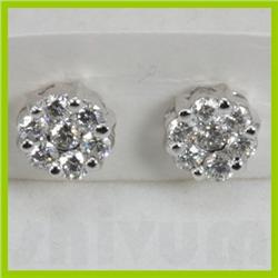 Genuine  0.65 ctw Diamond Earring 18KT White Gold