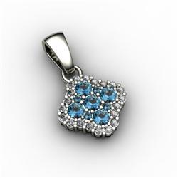 Genuine 0.52 ctw Aqua Marine & Diamond Pendant 14kt W/Y Gold 14kt 2.75g