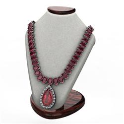 Genuine 45.70 ctw Garnet Necklace 14kt White or Yellow Gold 14kt 36.5g