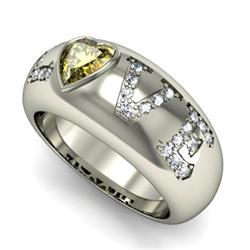 Genuine 0.74 ctw Yellow Sapphire & Diamond Ring 14kt White or Yellow Gold 9g