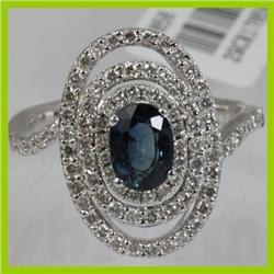 Genuine  1.98 ctw Diamond Sapphire Ring 18KT White Gold