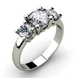 1.00 ctw Round cut Three Stone Diamond Ring, G-H, SI-I