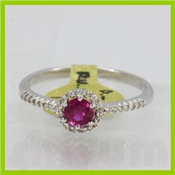 Genuine  0.60 ctw Ruby & Diamond Ring 18KT Yellow Gold Ring Size 6.5