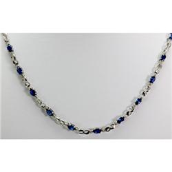 Genuine 8.42 ctw Sapphire & Diamond Necklace14kt W/Y Gold 9.816g