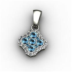 Genuine 0.52 ctw Topaz & Diamond Pendant 14kt W/Y Gold 14kt 2.75g