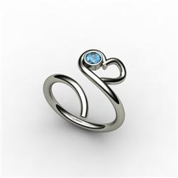 Aqua Marine 0.10 ctw Heart Design Ring 18kt W/Y Gold