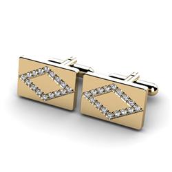 Genuine 0.96 ctw Diamond Cufflink 14kt W/Y Gold 6.15g