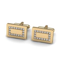 Genuine 1.08 ctw Diamond Cufflink 14kt W/Y Gold 6.15g