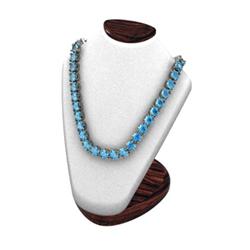 Blue Topaz 21.60 ctw Round Necklace 18kt W/Y Gold