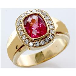 Genuine 2.0 ctw Ruby & Diamond Ring 14kt W/Y Gold 7g RS 6.5