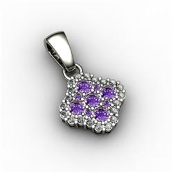 Genuine 0.52 ctw Amethyst & Diamond Pendant 14kt W/Y Gold 14kt 2.75g