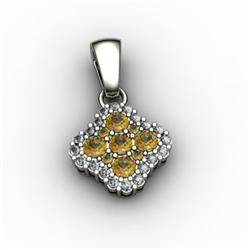 Genuine 0.52 ctw Citrine & Diamond Pendant 10kt W/Y Gold 10kt 2.5g