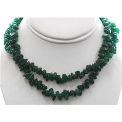 Natural Emerald Double Row Design Necklace with clasp