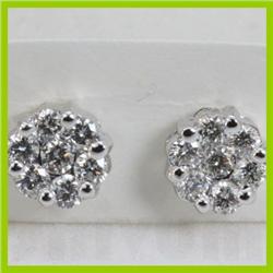 Genuine  1.05 ctw Diamond Earring 18KT White  Gold