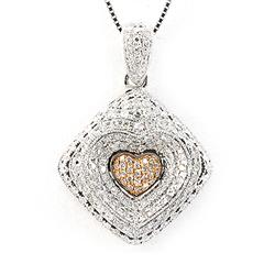 Genuine 1 Ctw White Diamond Heart Necklace 18K White Gold 16" 3.88G