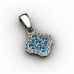 Genuine 0.52 ctw Aqua Marine & Diamond Pendant 10kt W/Y Gold 10kt 2.5g