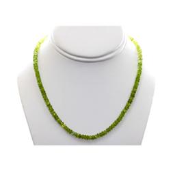 Natural Peridot Round Faceted Beads Necklace w/brass clasp