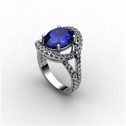 Sapphire 4.93 ctw & Diamond Ring 18kt W/Y  Gold