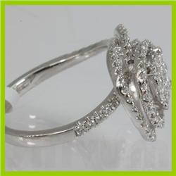 Genuine  0.88 ctw Diamond Ring 18KT White Gold