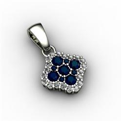 Genuine 0.59 ctw Sapphire & Diamond Pendant 10kt W/Y Gold 10kt 2.5g